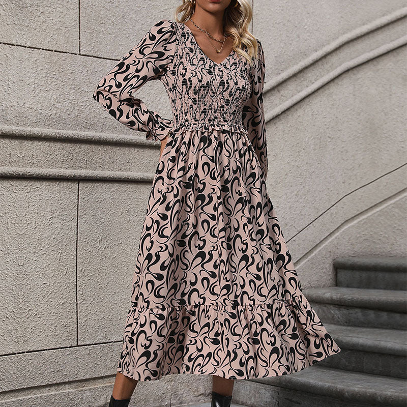 Damen Maxikleid mit elastischen Einsätzen Drune