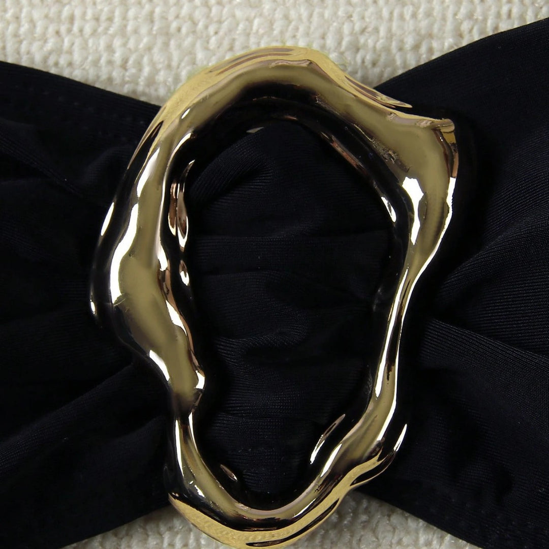 Damen Bikini mit modischem Knotendesign und elegantem Goldakzent Drune