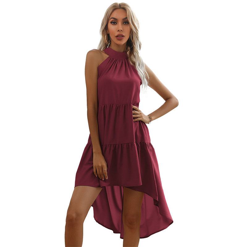 Damen schickes Abendkleid mit hohem Hals und fließendem Rock Drune