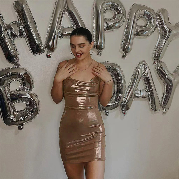 Damen Figurbetontes Minikleid mit glänzendem Finish Drune