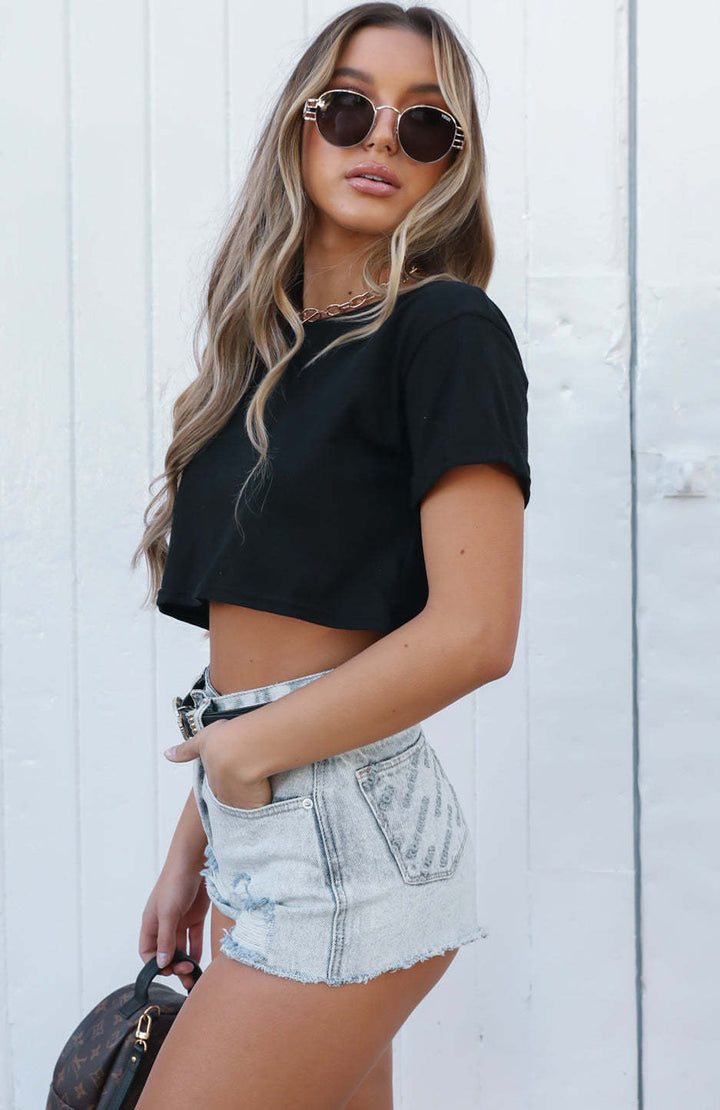 Damen Crop-Top mit lässigem Schnitt und hochwertiger Baumwollqualität Drune