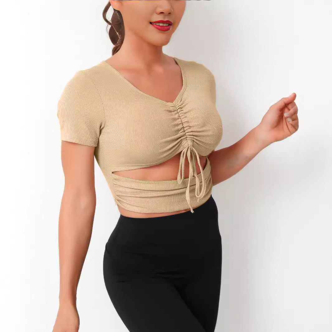 Damen Cropped Top mit Schnürung und V-Ausschnitt Drune