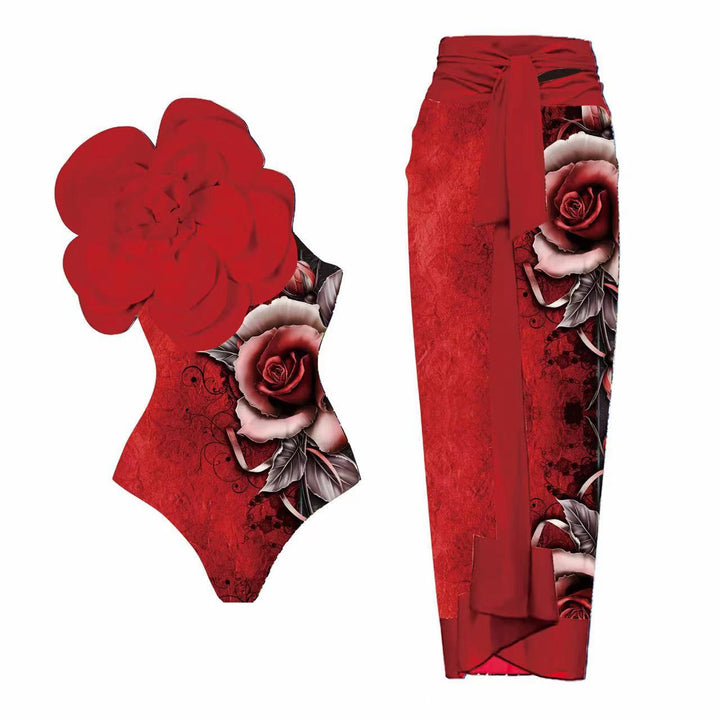 Damen Einteiler Badeanzug mit floralem 3D-Design Drune