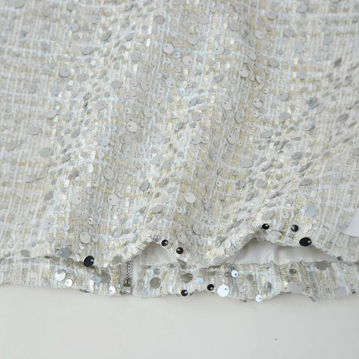 Damen Glitzernde Jacke mit Rundhalsausschnitt und verstecktem Reißverschluss Drune