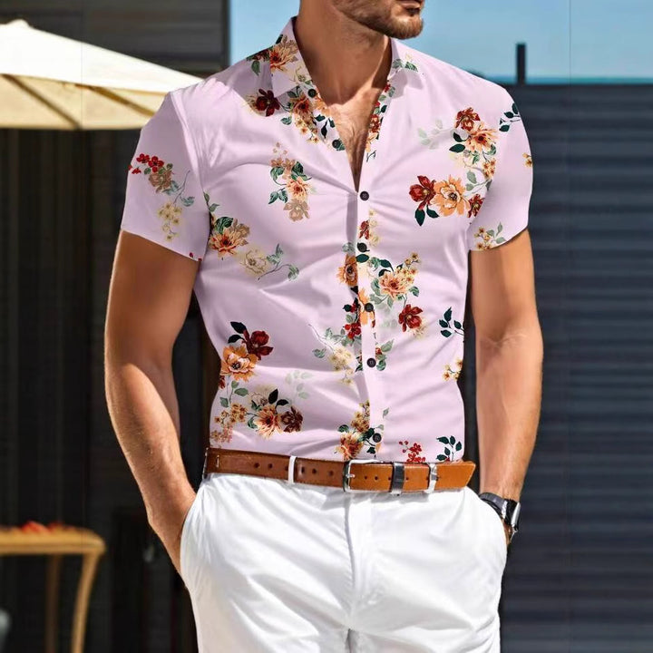 Herren Kurzarm Hemd mit floralem Muster Drune