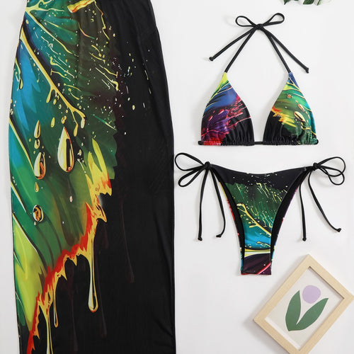 Damen Bikini-Set mit länglichem Rock Drune