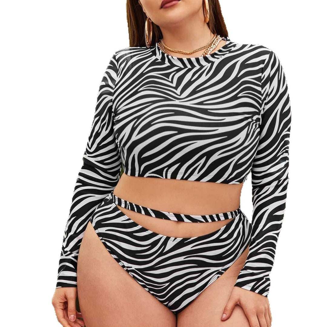 Damen Crop-Top und Hohe Taillenslip mit Zebra-Muster Drune