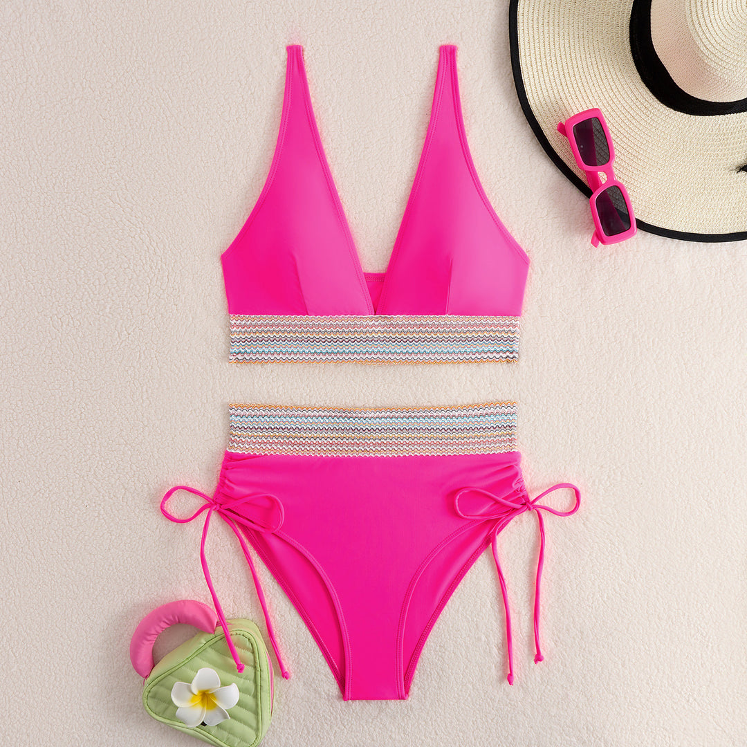 Damen Zweiteiliges Bikini-Set mit breitem Gummibund und hochwertige Rippstruktur Drune