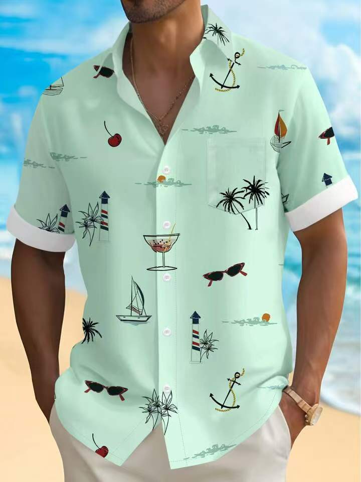 Herren Freizeithemd mit maritimen Motiven Drune