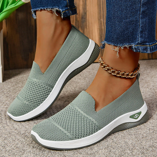 Damen Leichte Slip-On Freizeitschuhe mit atmungsaktiver Strickoberfläche Drune