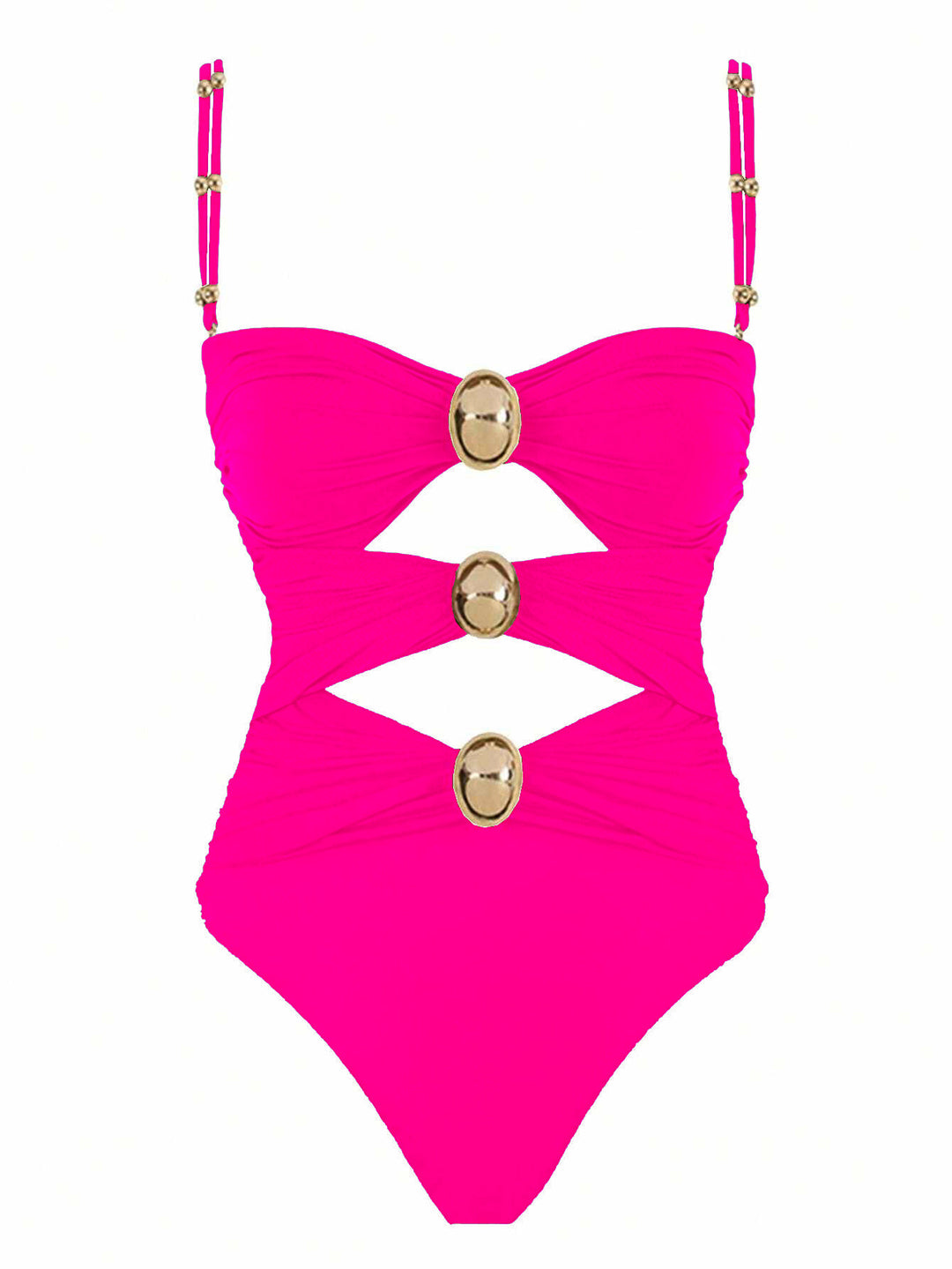 Damen Einteiler-Badeanzug mit raffinierten Cut-Outs und dekorativen Metallakzenten Drune