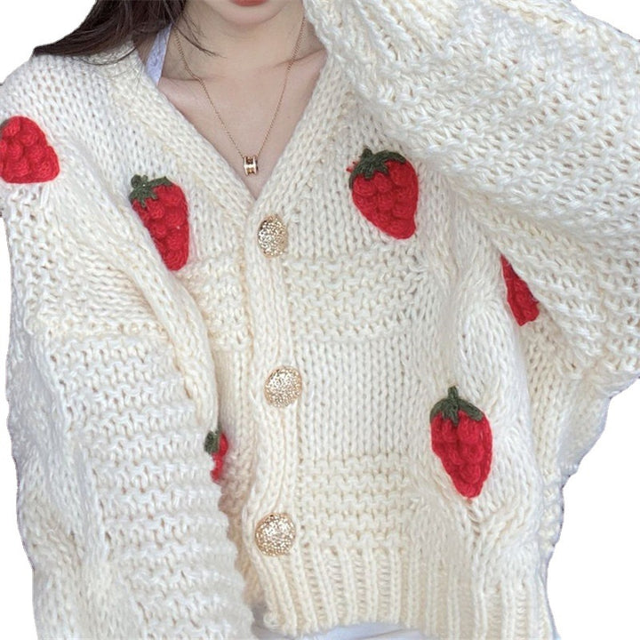 Damen kuschelige Strickjacke mit verspielten Applikationen Drune