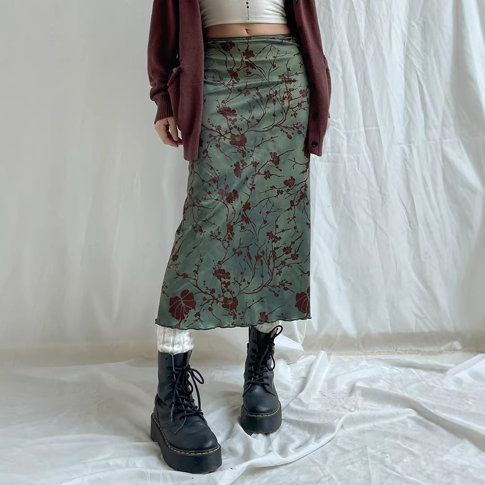 Damen Maxirock mit floralem Druck und elegantem Schnitt Drune