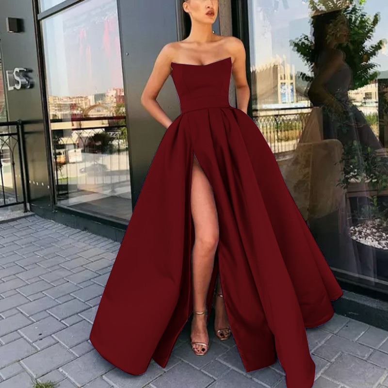 Drune | Geteiltes langes Party-Hostess-Abendkleid