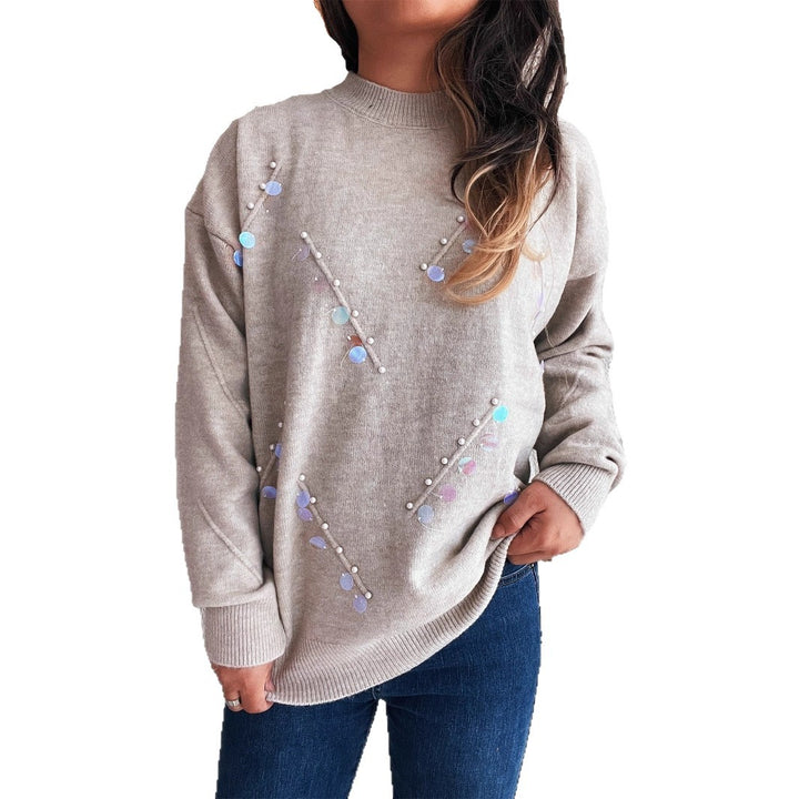 Damen Pullover mit modischen Perl- und Strassdetails Drune