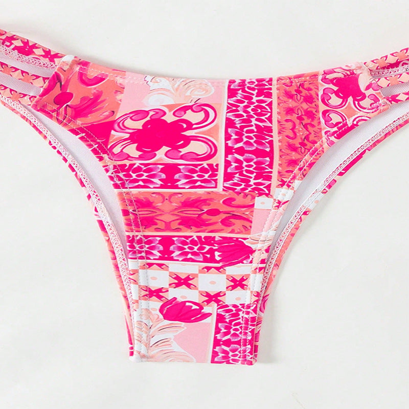 Damen Bandeau-Bikini mit modischem Patchwork-Design Drune