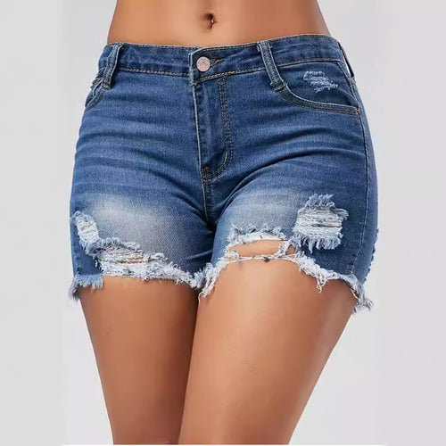 Damen Destroyed Denim Shorts Drune
