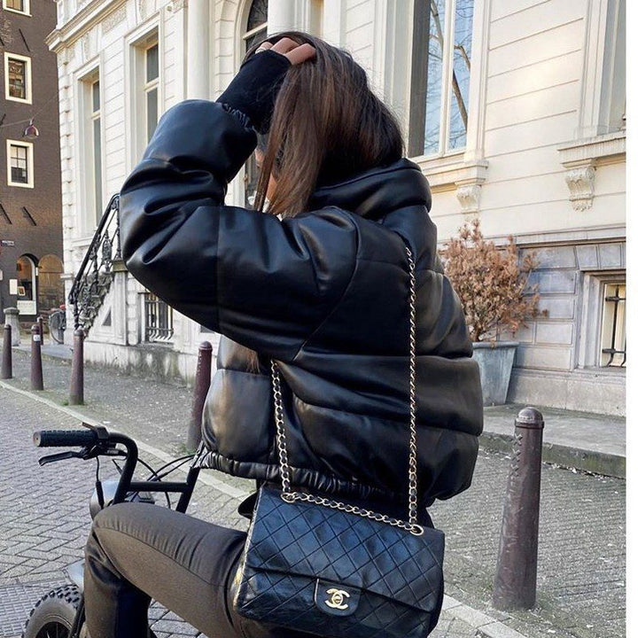 Drune | Leder Pufferjacke - Kurz & Isoliert - Stylisch & Warm - Herbst & Winter Oberbekleidung