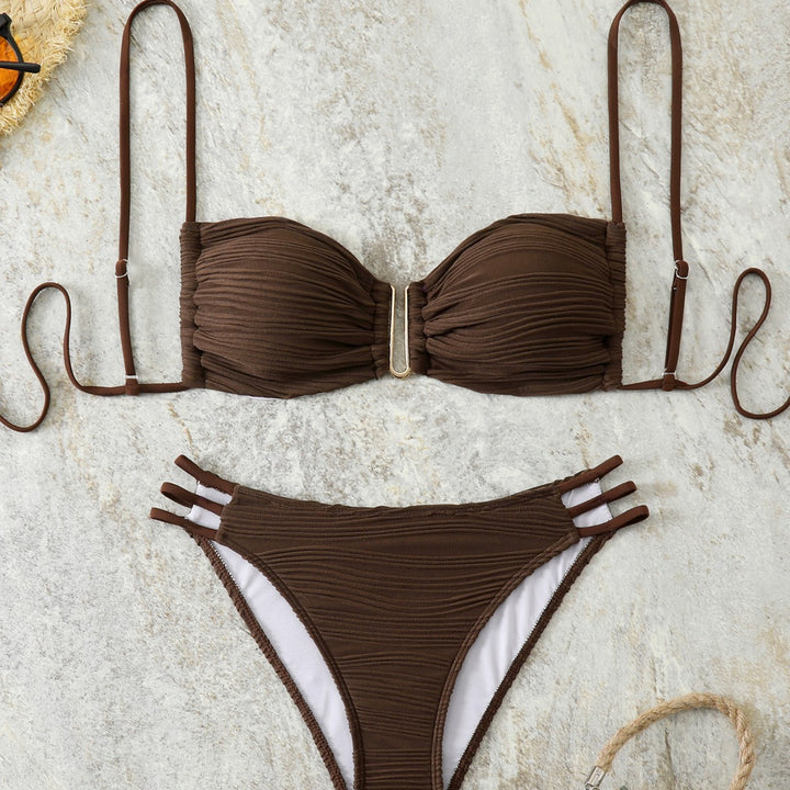 Damen Balkon-Bikini mit raffiniertem Rüschendesign und eleganten Trägern Drune