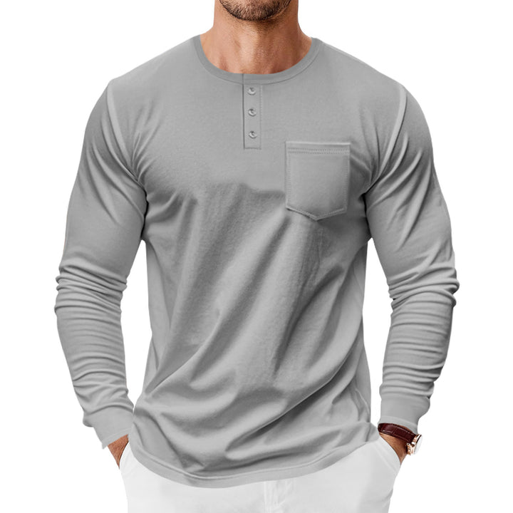 Herren Langarm-Hemden mit Knopfleiste und Brusttasche Drune