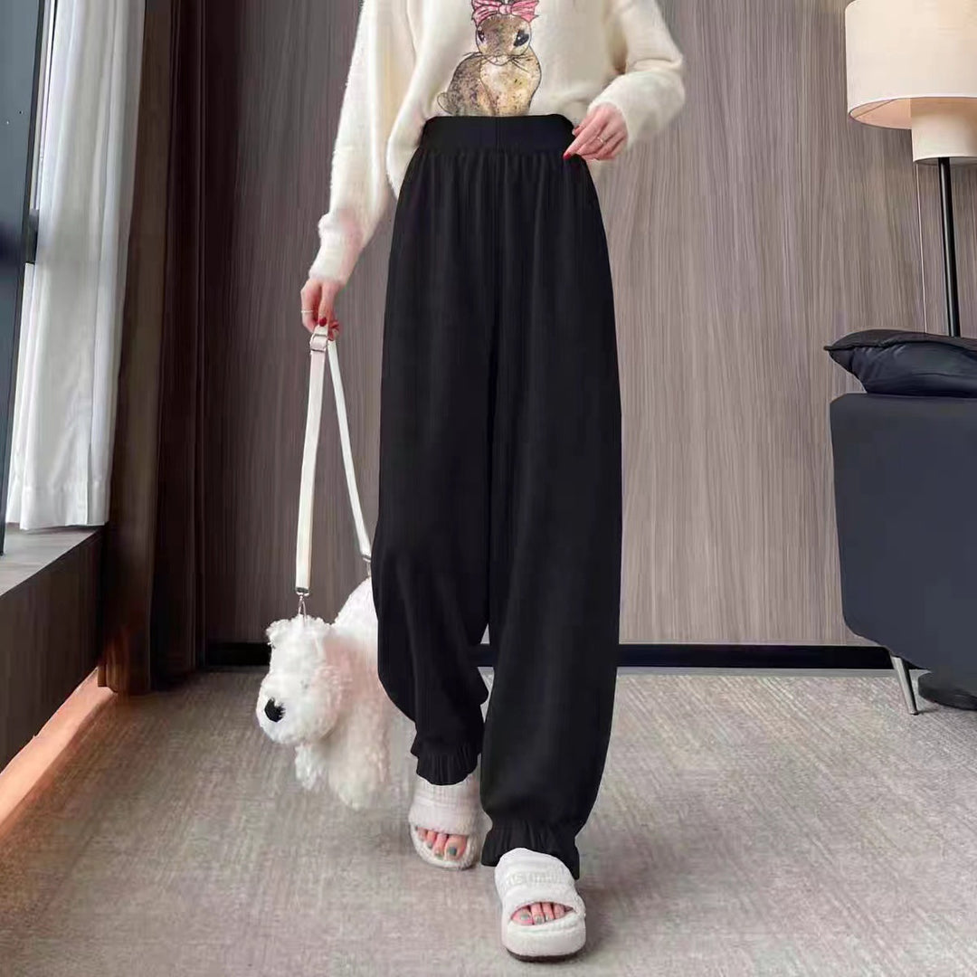 Damen bequeme Palazzohose aus glänzendem Material Drune