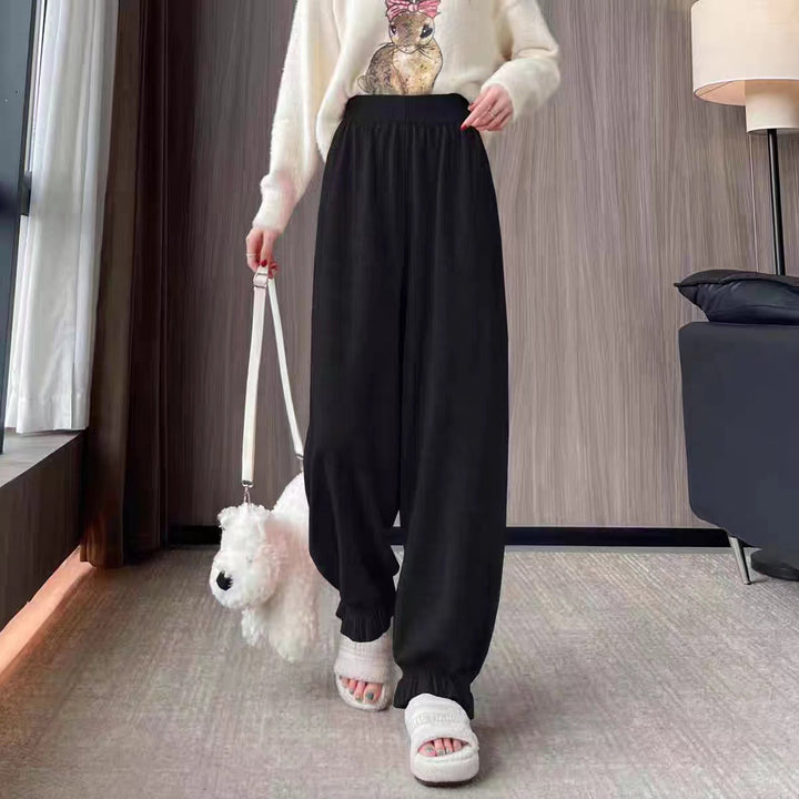Damen bequeme Palazzohose aus glänzendem Material Drune