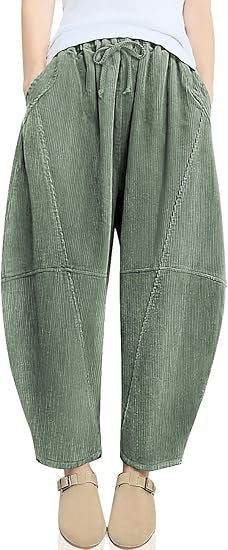 Damen raffinierte High-Waist Freizeithose mit Kordelzug Drune