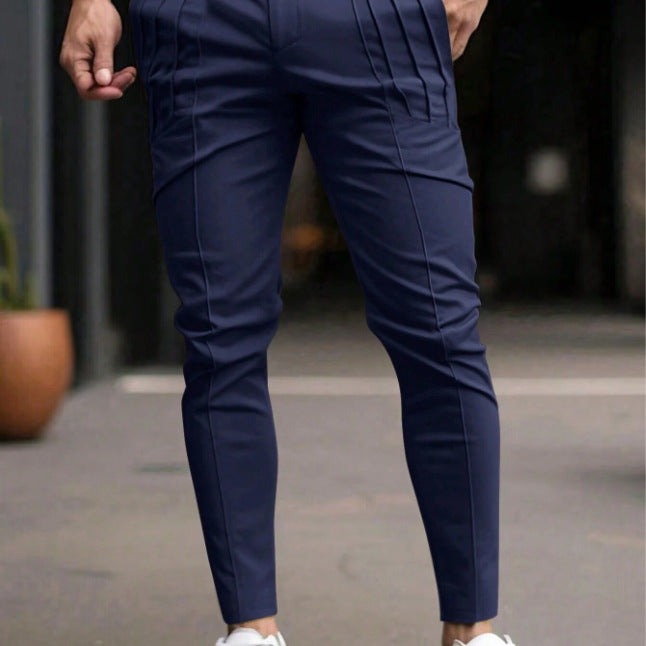 Herren nan schmale Bundfalten-Chino mit dekorativen Längsfalten und tapered Bein Drune