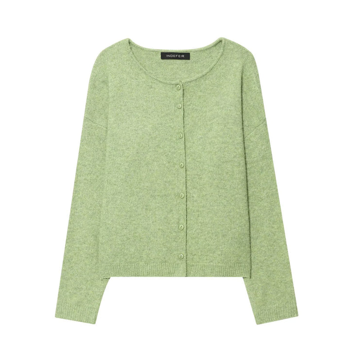 Damen Feinstrickjacke mit knöpfbarem Ausschnitt und lockerer Passform Drune