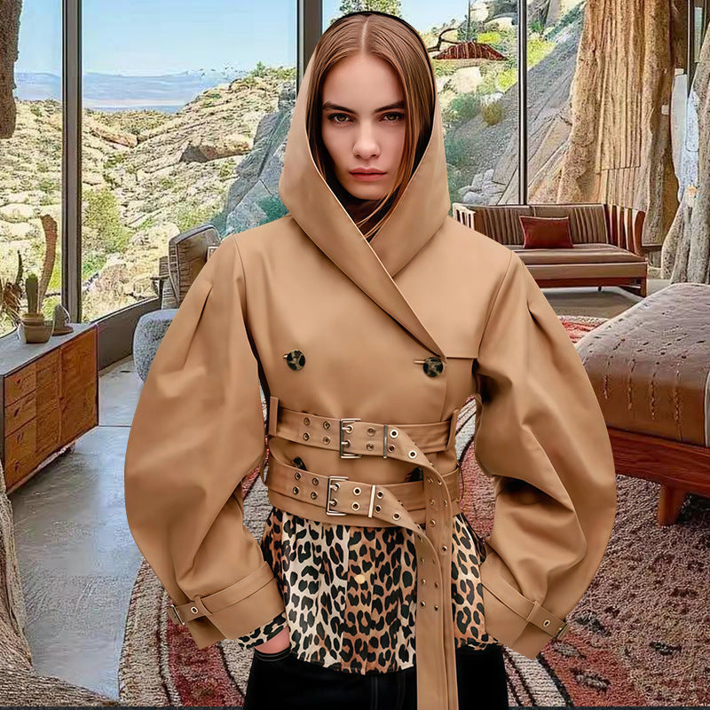 Damen Innovative Utility-Jacke mit weit geschnittenen Ärmeln und Gürtel Drune