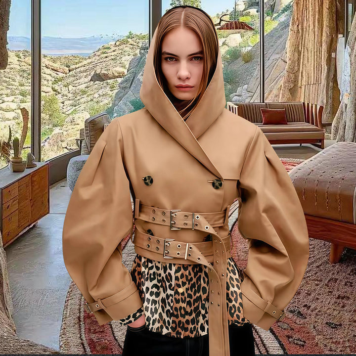Damen Innovative Utility-Jacke mit weit geschnittenen Ärmeln und Gürtel Drune