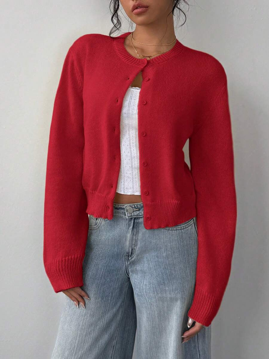 Damen Strickjacke aus softer Baumwolle mit Knopfdetails Drune