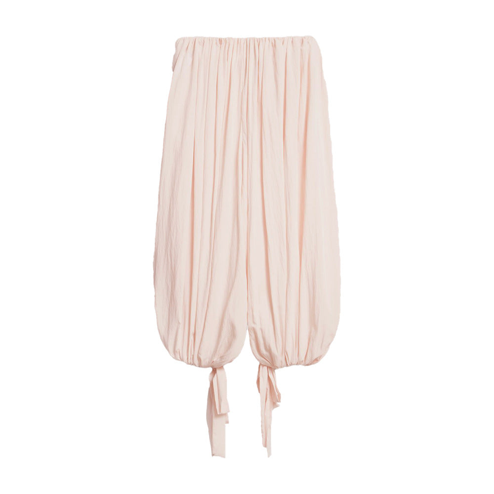 Damen Weit geschnittene Stoffhose mit elastischem Bund Drune
