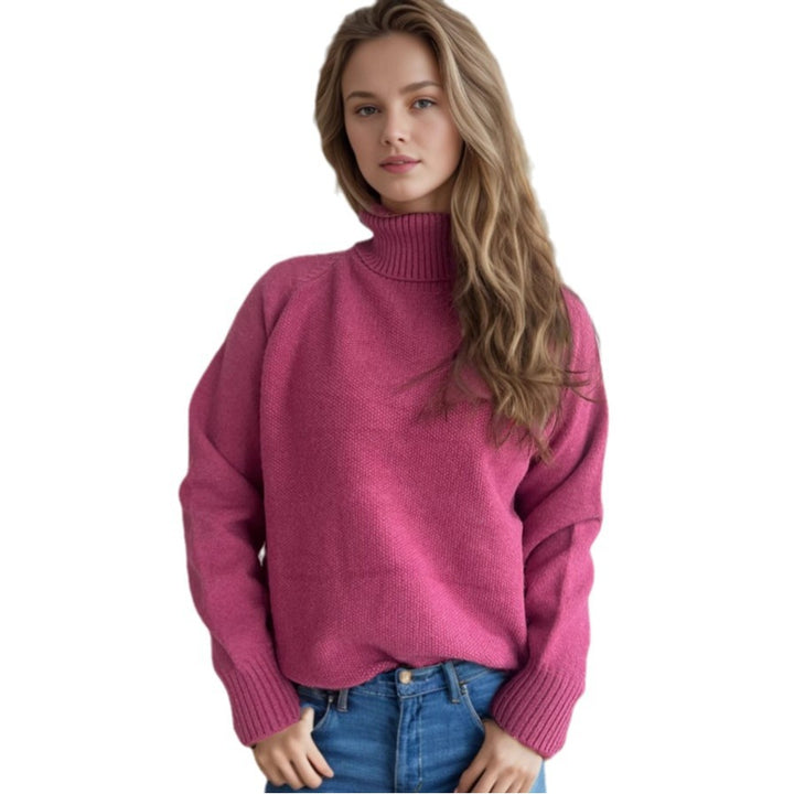 Damen Strickpullover mit hochgeschlossenem Kragen und strukturiertem Muster Drune
