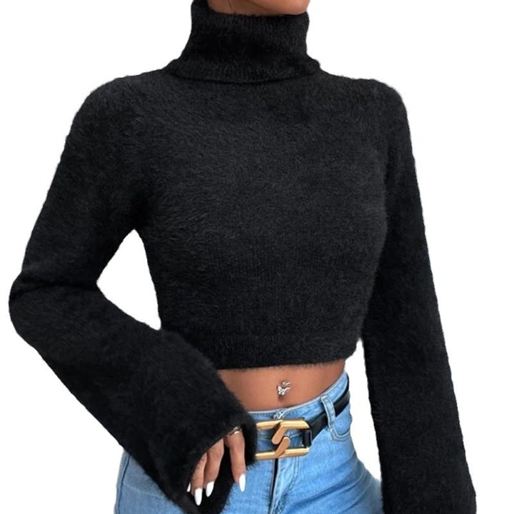Damen figurbetontes Rollkragenoberteil mit oversized Ärmeln Drune