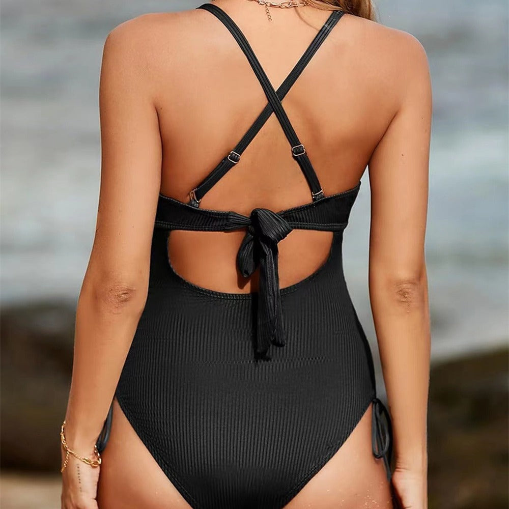Damen Einteiliger Badeanzug mit modischem Cut-Out und verstellbaren Trägern Drune