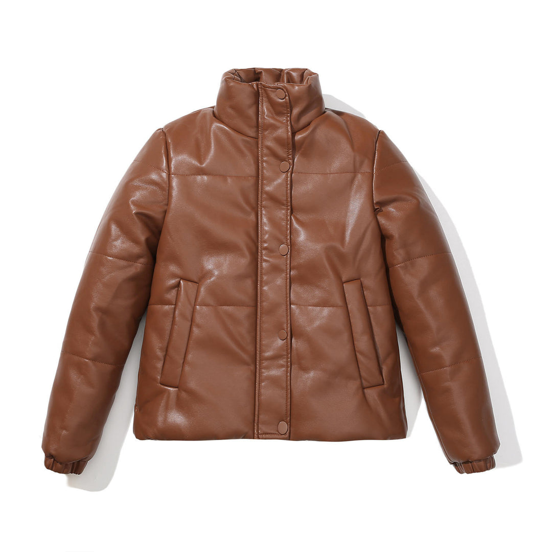 Damenkuschelige Kunstlederjacke mit raffiniertem Steppdesign Drune