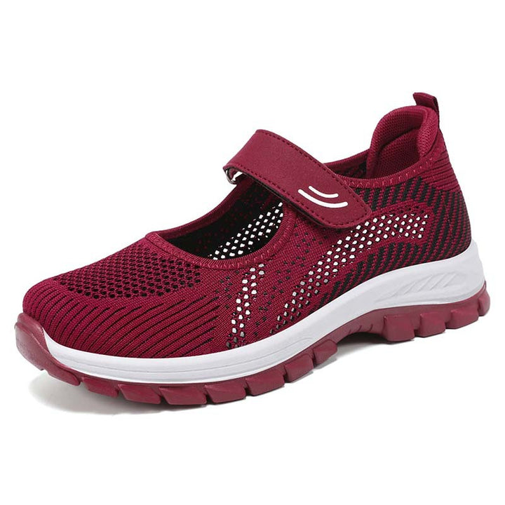 Damen Sportliche Slip-On Sneaker mit verstellbarem Riemen und atmungsaktiver Obermaterialstruktur Drune