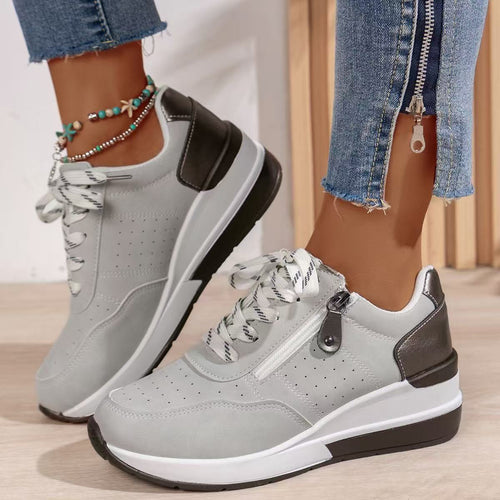 Damen Komfortable Sneakers mit modischem Reißverschluss und atmungsaktiver Sohle Drune