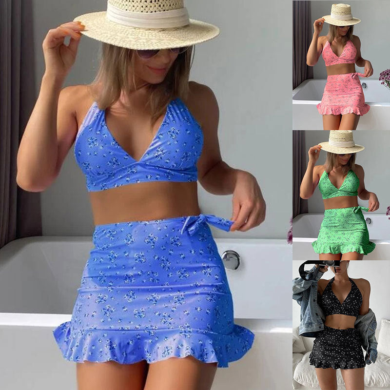 Damen Bikini-Top mit verspieltem Rock-Schnitt und modischem Floral-Design Drune