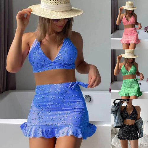 Damen Bikini-Top mit verspieltem Rock-Schnitt und modischem Floral-Design Drune