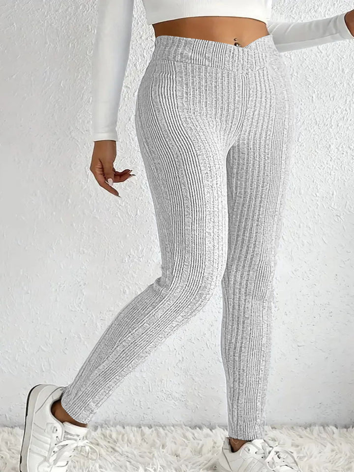 Damen Leggings mit strukturiertem Rippenmuster und hohem Bund Drune