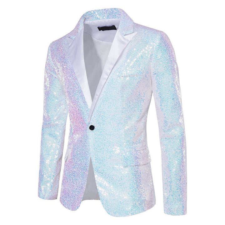 Herren schimmernder Pailletten Blazer Drune