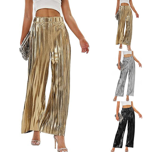Damen Elegante Plisseehose mit elastischem Bund Drune