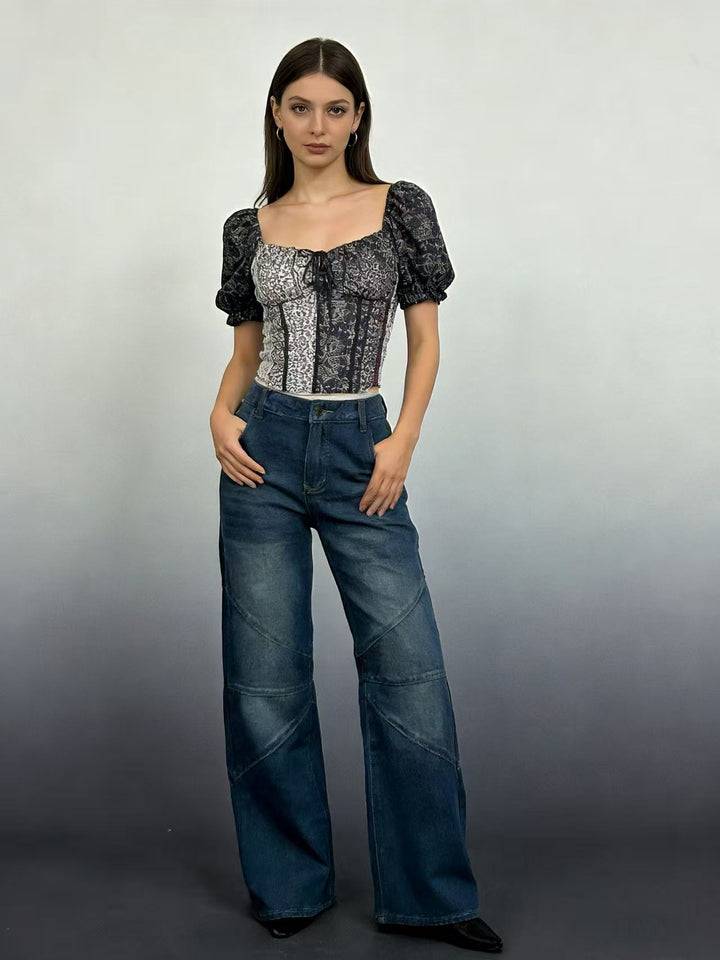Damen Weit geschnittene Jeans mit einzigartigen Nahtdetails Drune