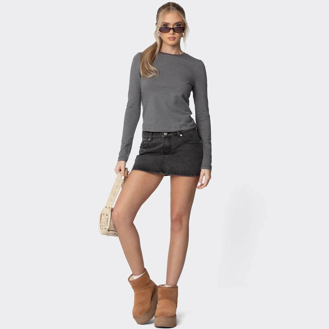 Damen Langarmshirt mit bequemen Schnitt und feinen Streifen Drune