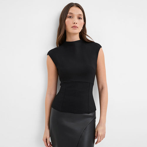 Damen Figurumspielendes Top mit elegantem High-Neck und schmalem Schnitt Drune