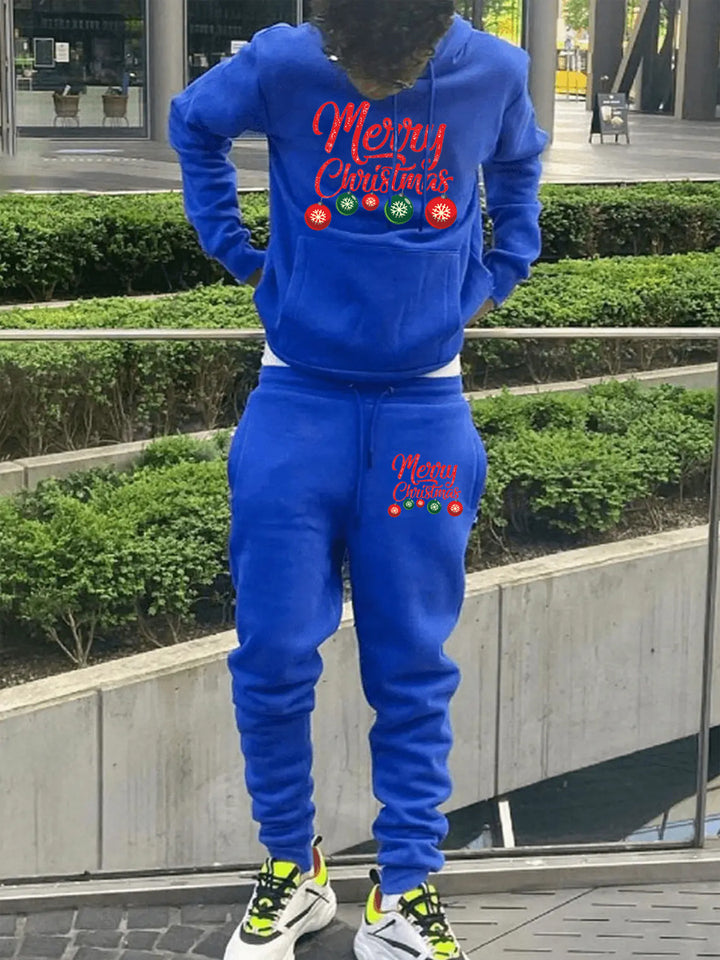 Damen Hoodie und Jogginghose Set mit festlichem Weihnachtsmuster Drune