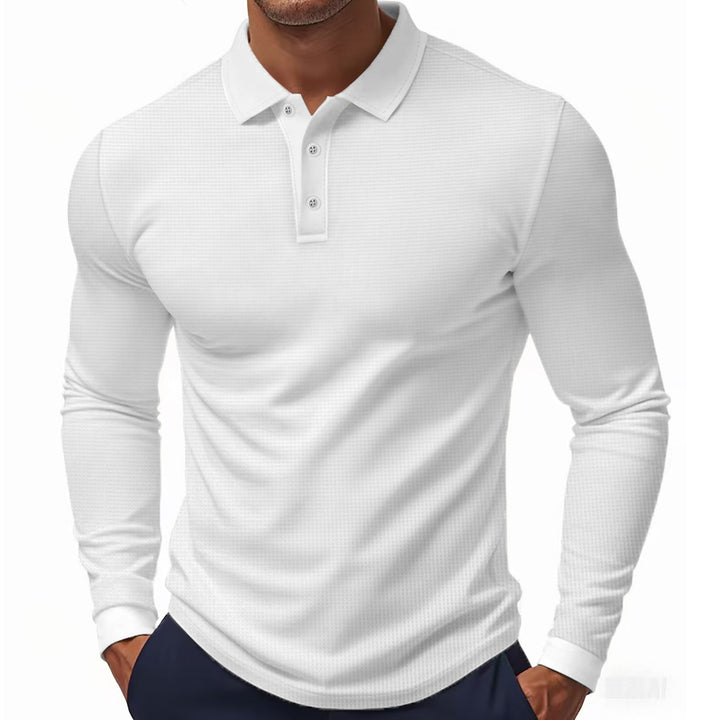 Herren Langarm Poloshirt mit strukturierter Oberfläche und modischen Akzenten Drune