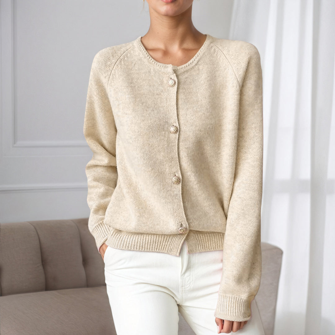 Damen kuscheliger Strickcardigan mit Knopfdetails und elastischen Bündchen Drune